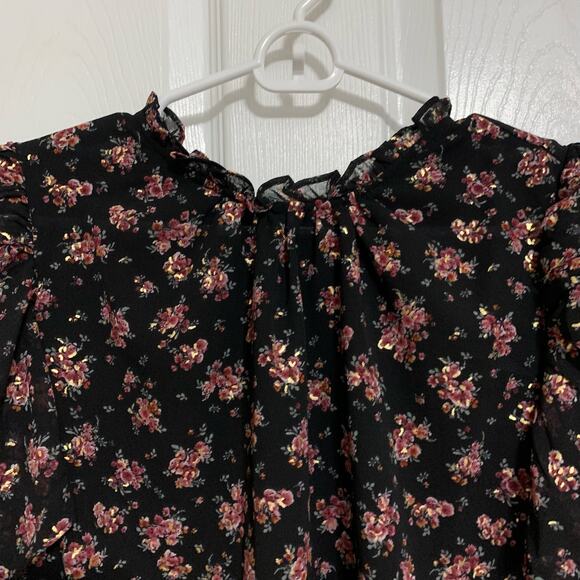 NWT 1.State Romantic Blooms Metallic Floral Blouse Medium - Picture 4 of 9